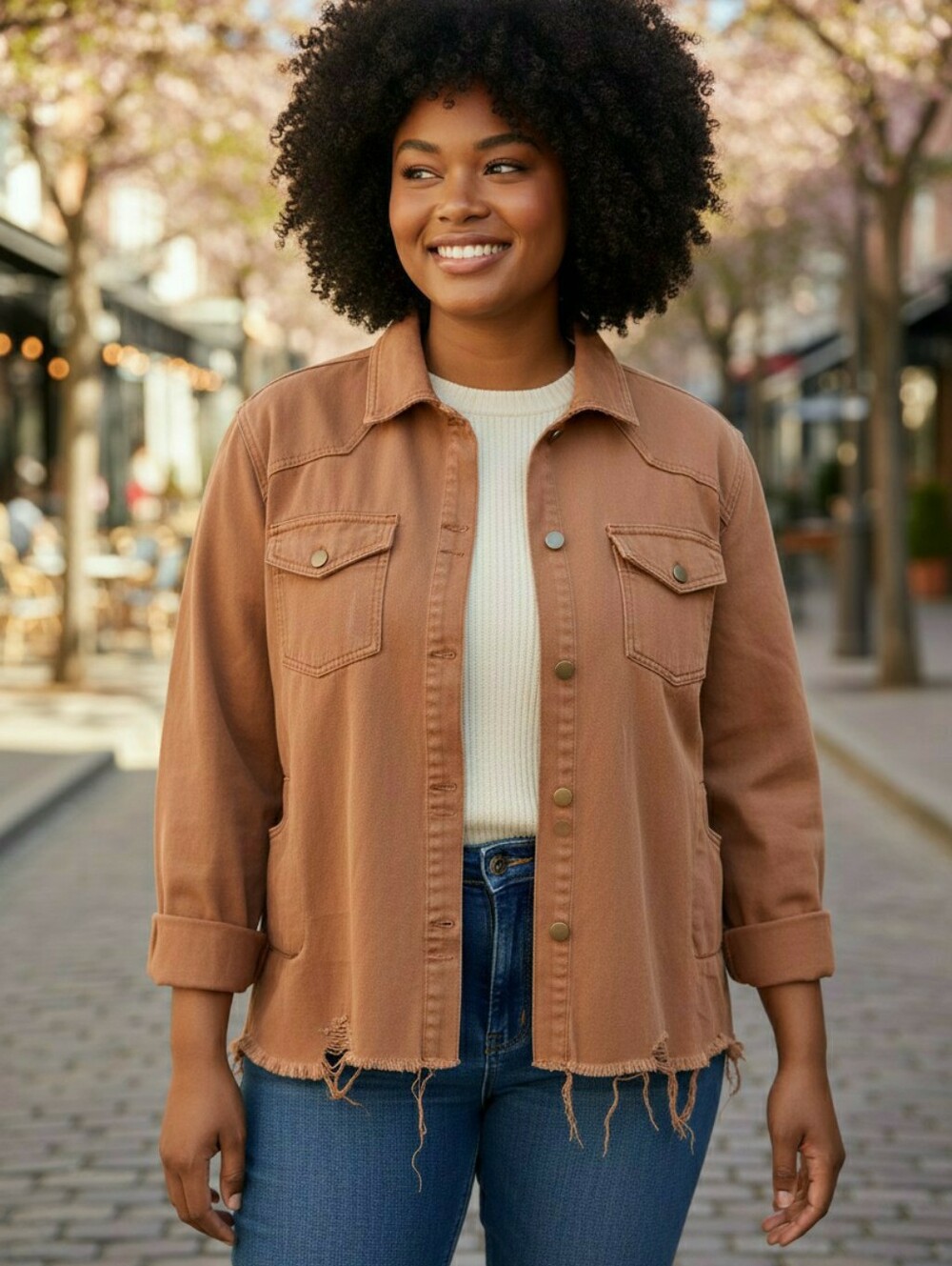 Distressed Shacket - Picture 2 of 3
